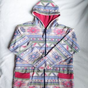 Fleece reversable hoodie coat